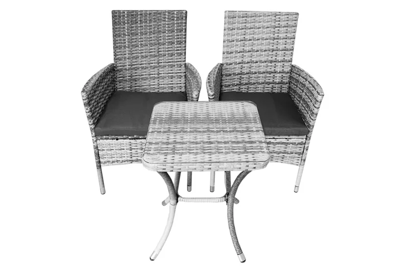 Monstershop Rattan Bistro Garden Furniture Set | Light Grey Monstershop Rattan Bistro Garden Furniture Set | Light Grey