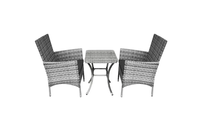 Monstershop Rattan Bistro Garden Furniture Set | Light Grey Monstershop Rattan Bistro Garden Furniture Set | Light Grey