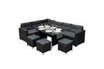 Monstershop Rattan Corner Sofa Set | Black/Grey Monstershop Rattan Corner Sofa Set | Black/Grey