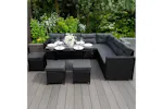 Monstershop Rattan Corner Sofa Set | Black/Grey Monstershop Rattan Corner Sofa Set | Black/Grey