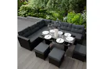 Monstershop Rattan Corner Sofa Set | Black/Grey Monstershop Rattan Corner Sofa Set | Black/Grey
