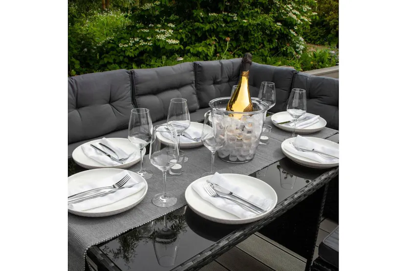 Monstershop Rattan Corner Sofa Set | Black/Grey Monstershop Rattan Corner Sofa Set | Black/Grey