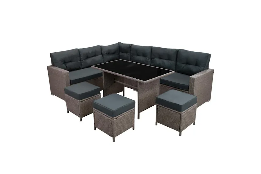 Monstershop Rattan Corner Sofa Set | Light Grey Monstershop Rattan Corner Sofa Set | Light Grey