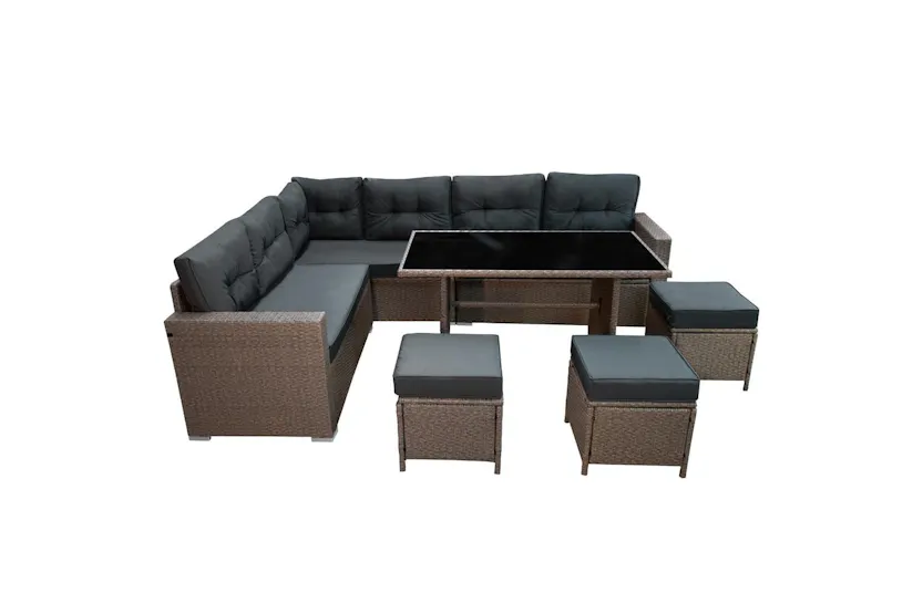 Monstershop Rattan Corner Sofa Set | Light Grey Monstershop Rattan Corner Sofa Set | Light Grey