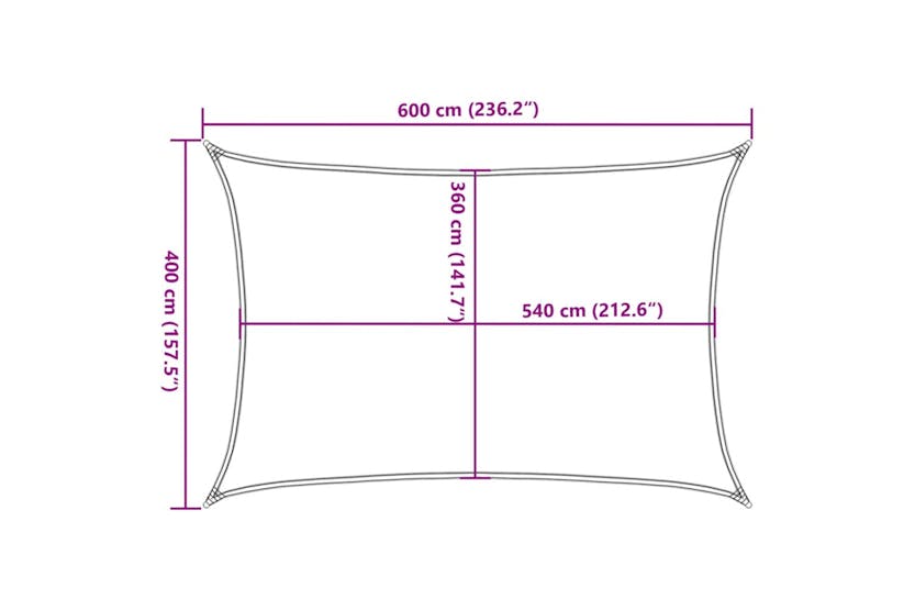 vidaXL 42284 Sunshade Sail Hdpe Rectangular 4x6 M Beige vidaXL 42284 Sunshade Sail Hdpe Rectangular 4x6 M Beige