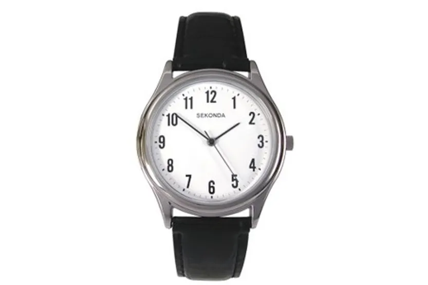 Sekonda Men's Sgs3621 Strap Watch: Contemporary Round Gold Plated Case With Black Leather Strap Sekonda Men's Sgs3621 Strap Watch: Contemporary Round Gold Plated Case With Black Leather Strap