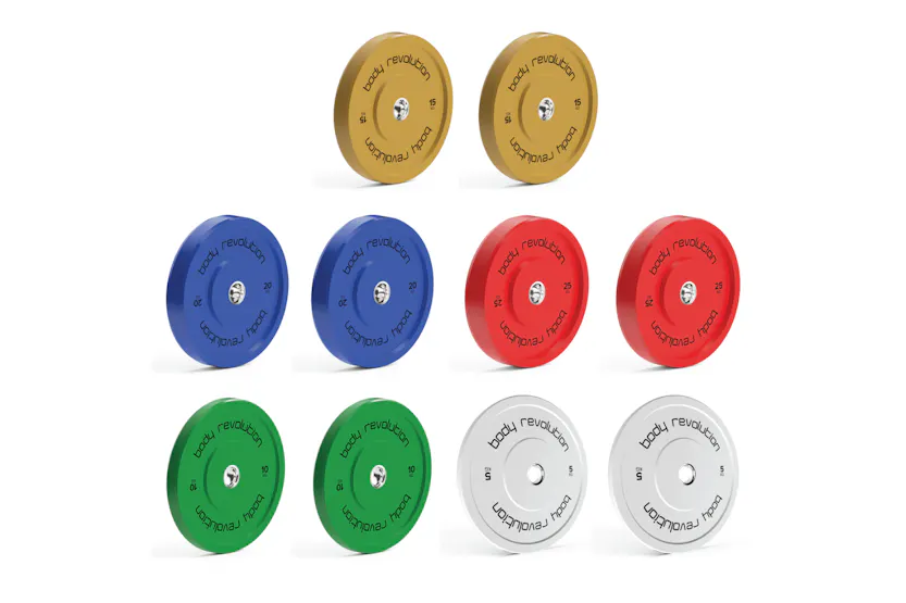 Body Revolution Olympic Bumper Plates Colour 150kg Set Body Revolution Olympic Bumper Plates Colour 150kg Set