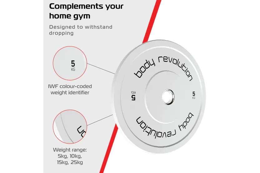Body Revolution Olympic Bumper Plates Colour 5kg Pair Body Revolution Olympic Bumper Plates Colour 5kg Pair