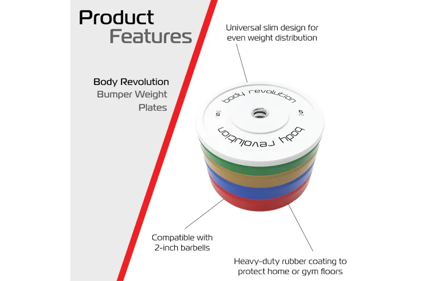 Body Revolution Olympic Bumper Plates Colour 5kg Pair Body Revolution Olympic Bumper Plates Colour 5kg Pair