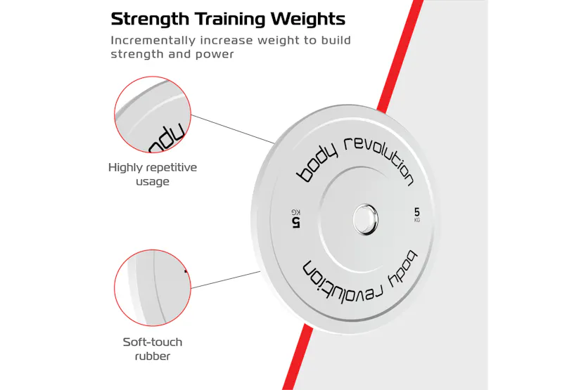 Body Revolution Olympic Bumper Plates Colour 5kg Pair Body Revolution Olympic Bumper Plates Colour 5kg Pair
