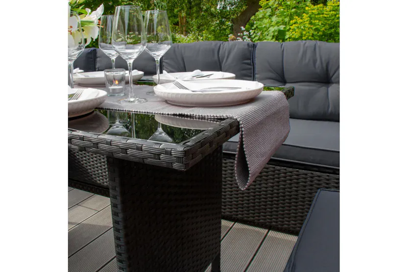 Monstershop Rattan Corner Sofa Set | Black/Grey Monstershop Rattan Corner Sofa Set | Black/Grey