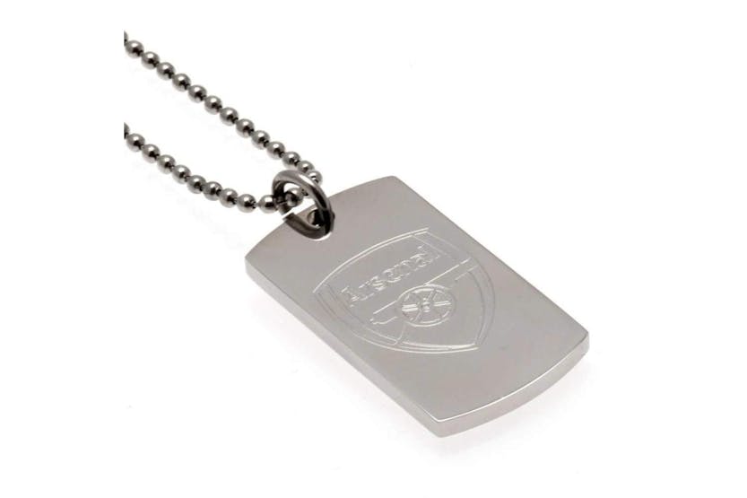 Arsenal F.c. Stainless Steel Engraved Crest Dog Tag & Chain Arsenal F.c. Stainless Steel Engraved Crest Dog Tag & Chain