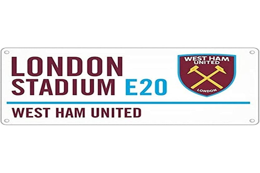 Metal Sign With West Ham United Fc Branding Metal Sign With West Ham United Fc Branding