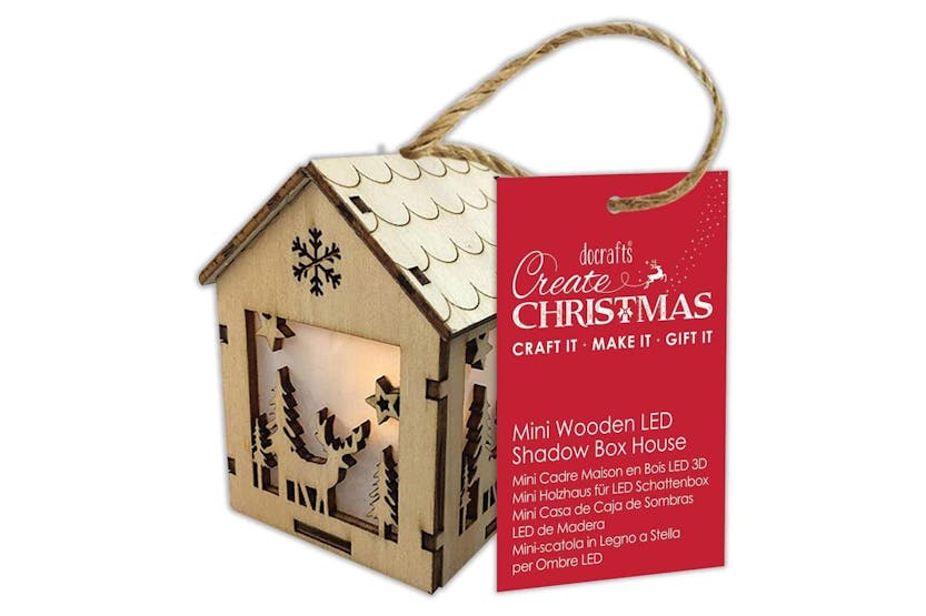 Papermania Pma 174969 - Mini Wooden Led Shadow Box House - W Papermania Pma 174969 - Mini Wooden Led Shadow Box House - W