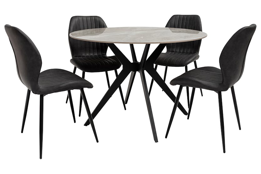 Toby Dining Set | Table & 4 x Chairs | Grey/Black Toby Dining Set | Table & 4 x Chairs | Grey/Black