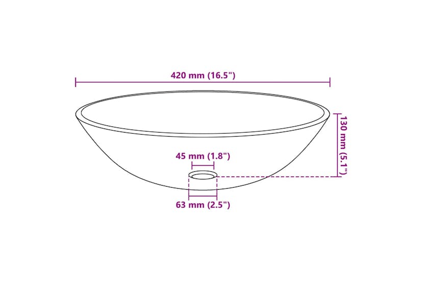 Vidaxl 142230 Basin Tempered Glass 42 Cm Frosted Vidaxl 142230 Basin Tempered Glass 42 Cm Frosted