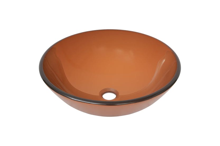 Vidaxl 3098455 Bathroom Sink With Tap And Push Drain Brown Tempered Glass Vidaxl 3098455 Bathroom Sink With Tap And Push Drain Brown Tempered Glass