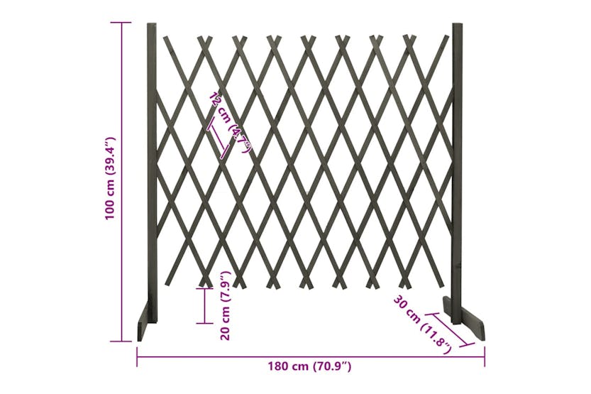 Vidaxl 314829 Garden Trellis Fence Grey 180x100 Cm Solid Firwood Vidaxl 314829 Garden Trellis Fence Grey 180x100 Cm Solid Firwood
