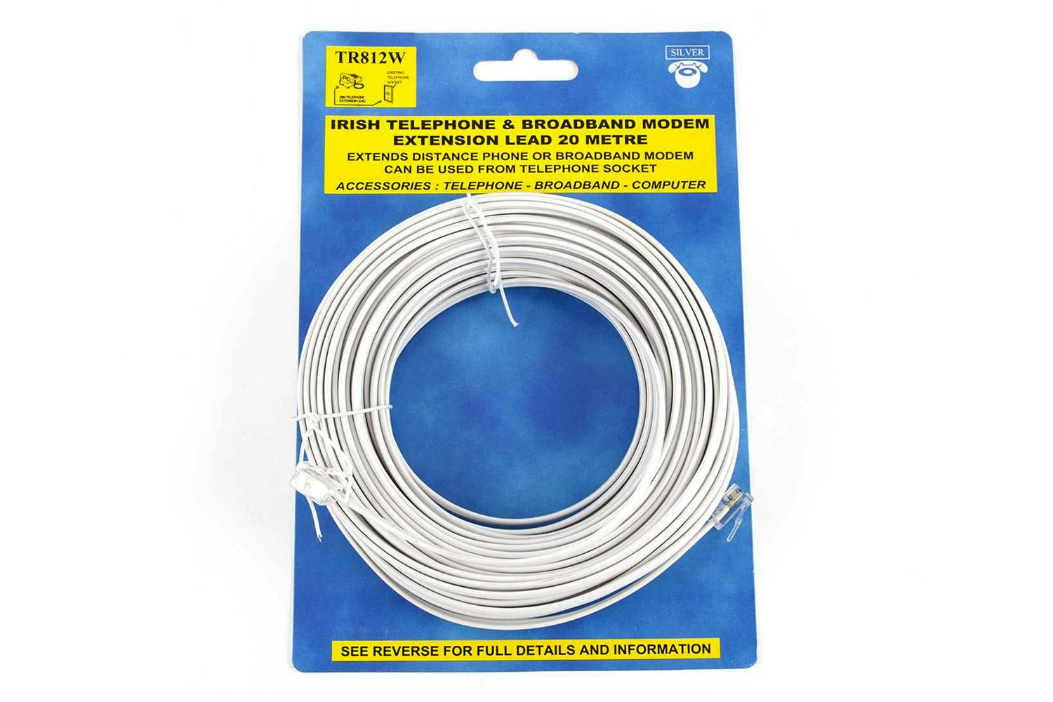 Silver Telephone Lead 50ft | TR812W