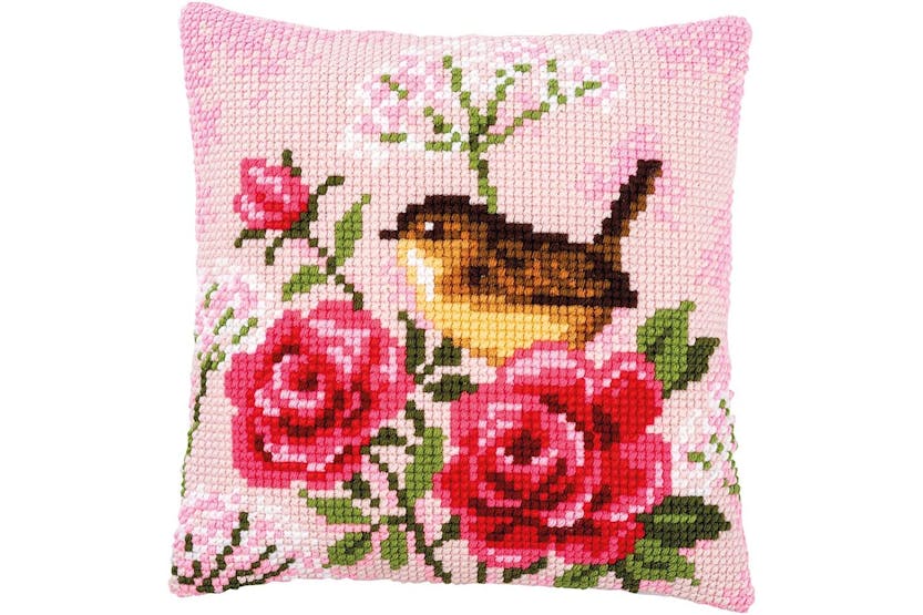 Vervaco Gro-pn-0166318 - Cushion Birdroses - Cross Stitch Ki Vervaco Gro-pn-0166318 - Cushion Birdroses - Cross Stitch Ki