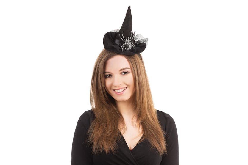 Rubies | Rb-md227 | Halloween Black Witch Hat With Diamante Spider Rubies | Rb-md227 | Halloween Black Witch Hat With Diamante Spider