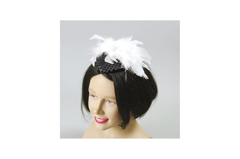 Rubies | Rb-ba325 | Lady's Hat Black Sequin + Feather Rubies | Rb-ba325 | Lady's Hat Black Sequin + Feather