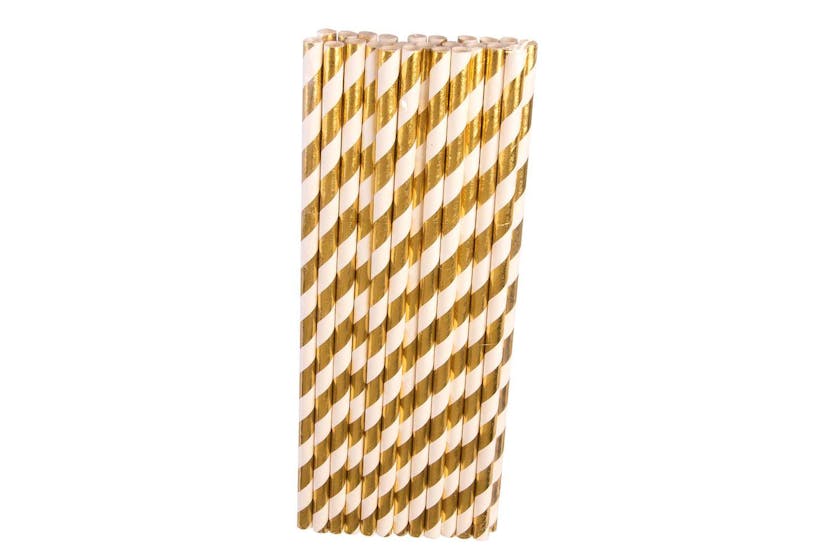 Rubies | Rb-x82933 | Gold/white Paper Straws ( 24 Pack) Rubies | Rb-x82933 | Gold/white Paper Straws ( 24 Pack)