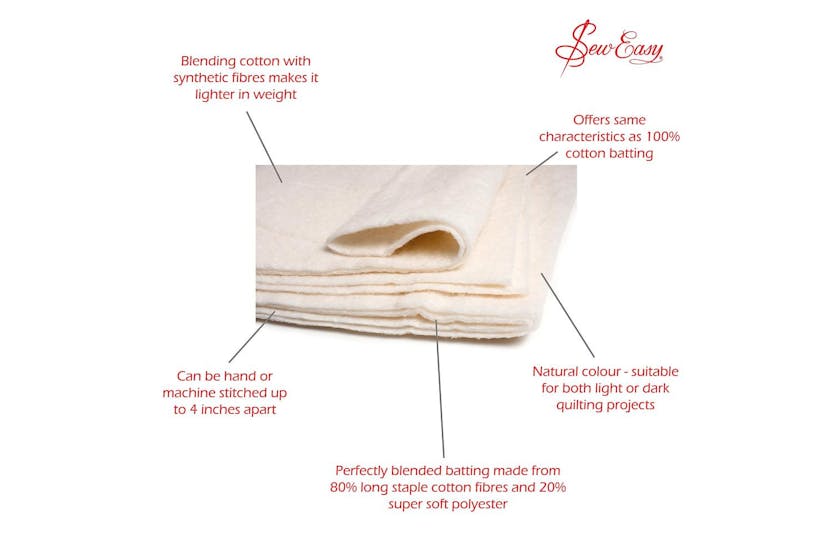 Sew Easy Gro-nlw.202 - Wadding 72x90in - Wadding 80 Cotton A Sew Easy Gro-nlw.202 - Wadding 72x90in - Wadding 80 Cotton A