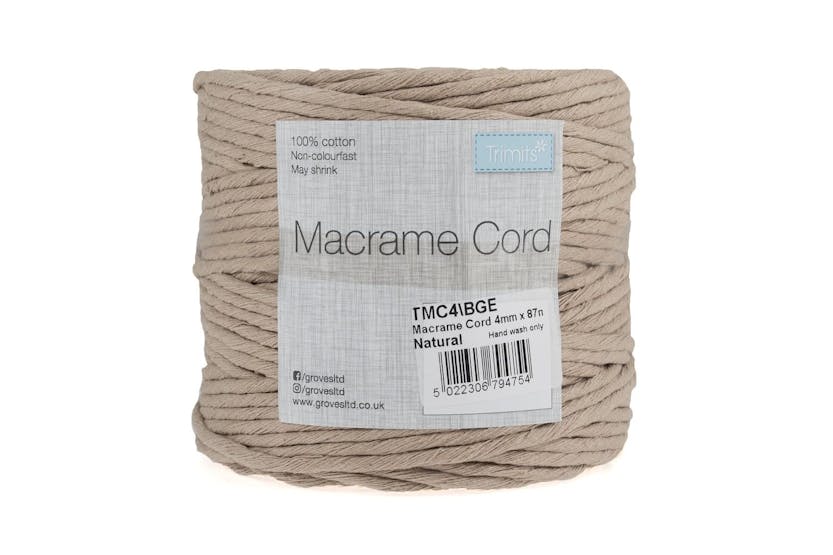 Trimits Gro-tmc4\bge - Trim Macram Cord Cotton 87m X 4mm 05k Trimits Gro-tmc4\bge - Trim Macram Cord Cotton 87m X 4mm 05k