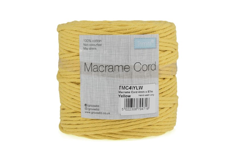 Trimits Gro-tmc4\ylw - Trim Macram Cord Cotton 87m X 4mm 05k Trimits Gro-tmc4\ylw - Trim Macram Cord Cotton 87m X 4mm 05k