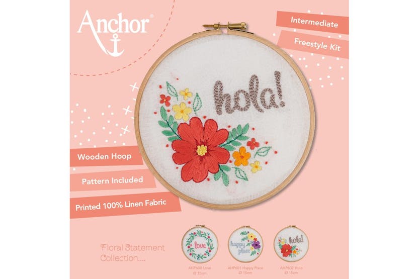 Anchor Gro-ahp602 - Hello - Embroidery Kit With Hoop Hello - Anchor Gro-ahp602 - Hello - Embroidery Kit With Hoop Hello -