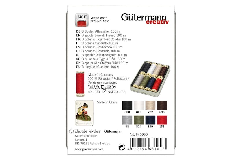 Gutermann Gro-640950 - Nbox 1925 8x100m - Thread Storage Tin Gutermann Gro-640950 - Nbox 1925 8x100m - Thread Storage Tin