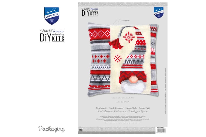 Vervaco Gro-pn-0156878 - Cushion Xmas Elf - Cross Stitch Kit Vervaco Gro-pn-0156878 - Cushion Xmas Elf - Cross Stitch Kit