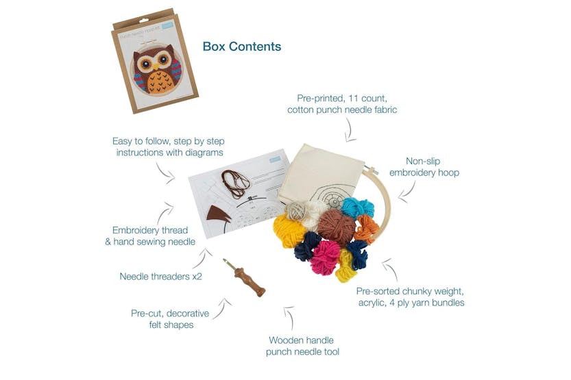 Trimits Gro-gck198 - Pneedle Owl - Punch Needle Kit Yarn And Trimits Gro-gck198 - Pneedle Owl - Punch Needle Kit Yarn And