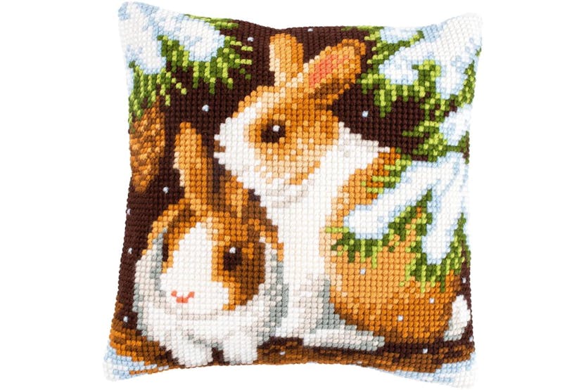 Vervaco Gro-pn-0147640 - Cushion Rabbitssnow - Cross Stitch Vervaco Gro-pn-0147640 - Cushion Rabbitssnow - Cross Stitch