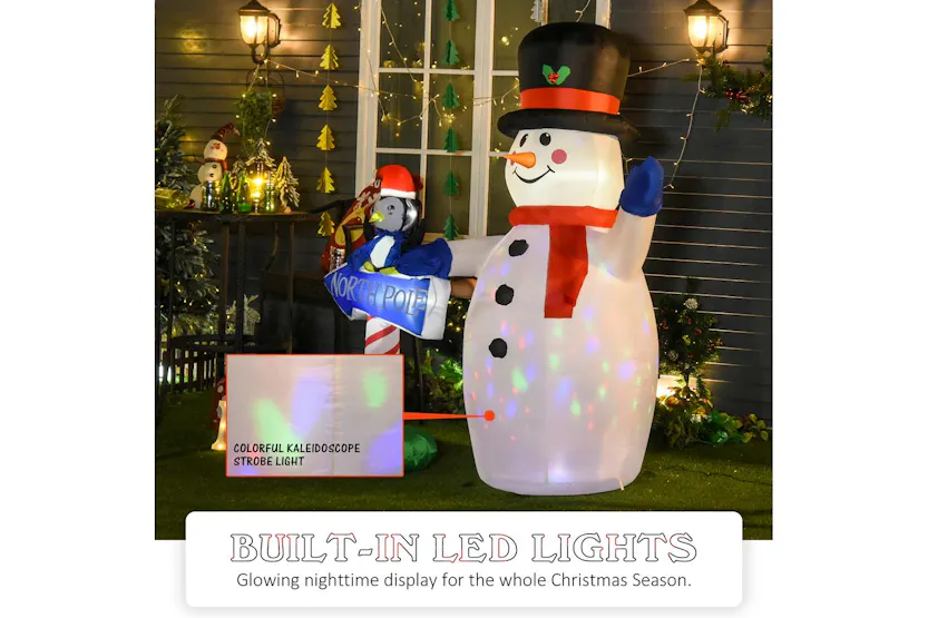 Homcom | Outdoor Led Christmas Decorations Inflatable Snowman and Penguin | 6ft Homcom | Outdoor Led Christmas Decorations Inflatable Snowman and Penguin | 6ft