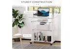 Homcom Mobile Glass Computer Desk Homcom Mobile Glass Computer Desk