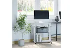Homcom Mobile Glass Computer Desk Homcom Mobile Glass Computer Desk
