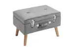 Homcom | 838-029 | Velvet Touch Suitcase Style Ottoman Storage Chest Homcom | 838-029 | Velvet Touch Suitcase Style Ottoman Storage Chest