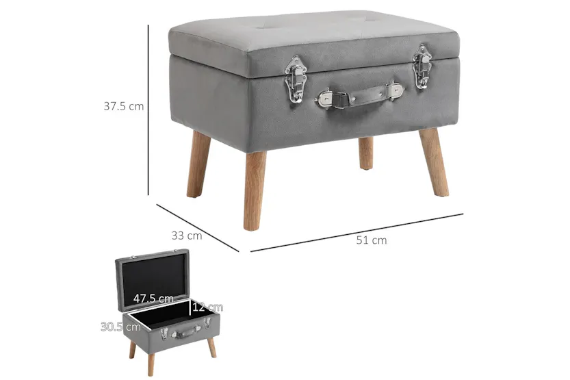 Homcom | 838-029 | Velvet Touch Suitcase Style Ottoman Storage Chest Homcom | 838-029 | Velvet Touch Suitcase Style Ottoman Storage Chest