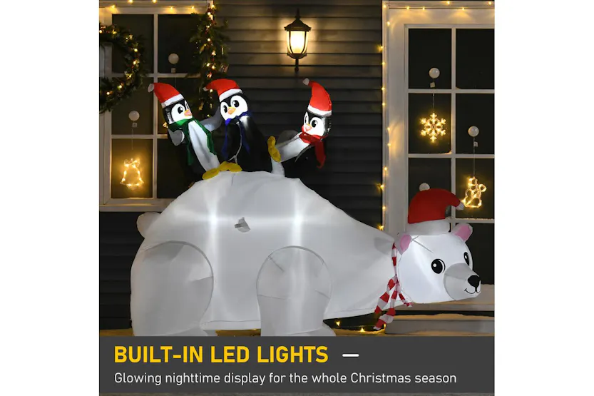 Homcom | Outdoor Christmas Inflatable Display with Penguins and Polar Bear | 5ft Homcom | Outdoor Christmas Inflatable Display with Penguins and Polar Bear | 5ft