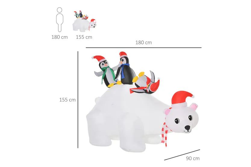Homcom | Outdoor Christmas Inflatable Display with Penguins and Polar Bear | 5ft Homcom | Outdoor Christmas Inflatable Display with Penguins and Polar Bear | 5ft