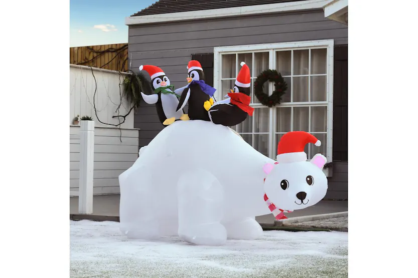 Homcom | Outdoor Christmas Inflatable Display with Penguins and Polar Bear | 5ft Homcom | Outdoor Christmas Inflatable Display with Penguins and Polar Bear | 5ft