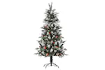Homcom | Artificial Snow Dipped Christmas Tree with Pinecones and Berries | 5ft Homcom | Artificial Snow Dipped Christmas Tree with Pinecones and Berries | 5ft