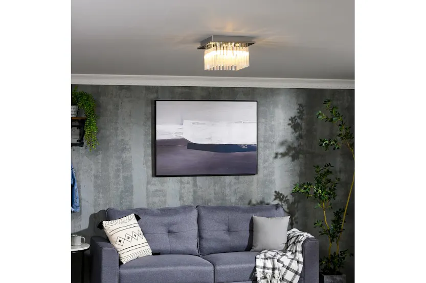 Homcom | Modern Raindrop K9 Crystal Ceiling Light | Silver/Clear Homcom | Modern Raindrop K9 Crystal Ceiling Light | Silver/Clear