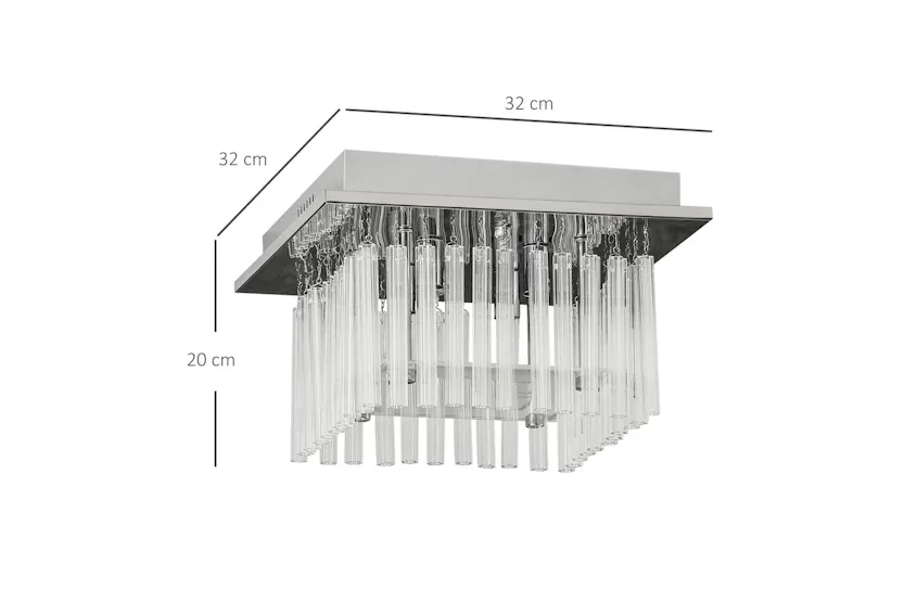 Homcom | Modern Raindrop K9 Crystal Ceiling Light | Silver/Clear Homcom | Modern Raindrop K9 Crystal Ceiling Light | Silver/Clear
