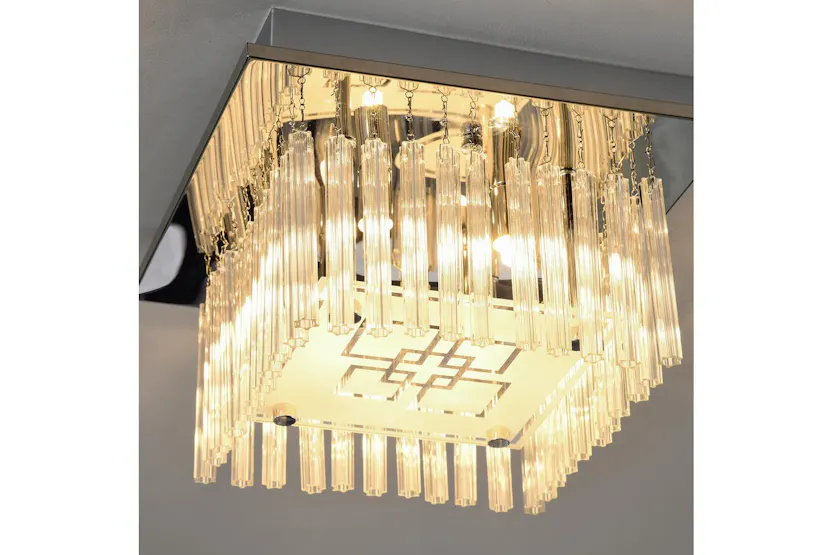 Homcom | Modern Raindrop K9 Crystal Ceiling Light | Silver/Clear Homcom | Modern Raindrop K9 Crystal Ceiling Light | Silver/Clear