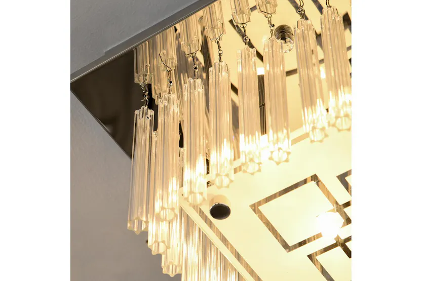 Homcom | Modern Raindrop K9 Crystal Ceiling Light | Silver/Clear Homcom | Modern Raindrop K9 Crystal Ceiling Light | Silver/Clear