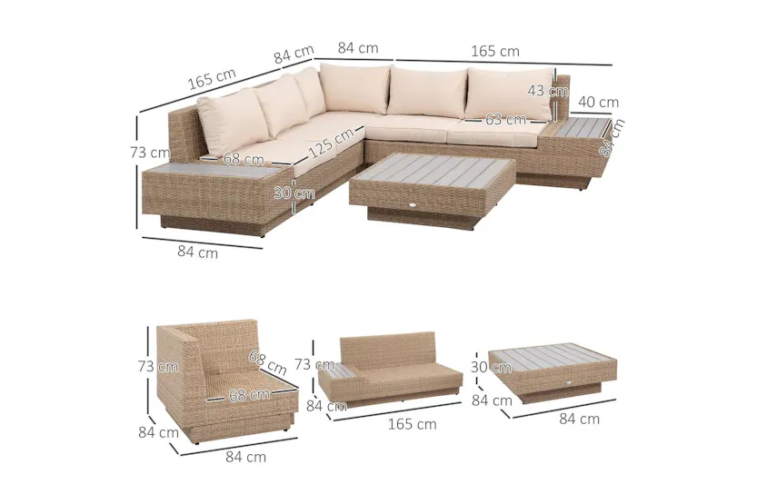 Outsunny | 860-075 | Luxurious 5-seater Rattan Garden Furniture Set Outsunny | 860-075 | Luxurious 5-seater Rattan Garden Furniture Set