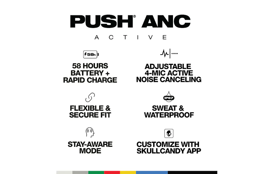 Skullcandy Push ANC Active True Wireless Earbuds with Active Noise Cancelling | Black/Orange Skullcandy Push ANC Active True Wireless Earbuds with Active Noise Cancelling | Black/Orange